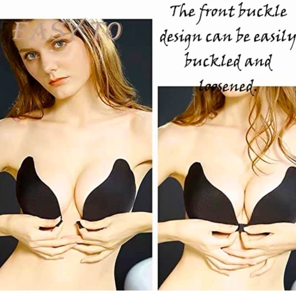 ADHESIVE Stick On Strapless Pushup Front Closure Bra D Cup NEW
